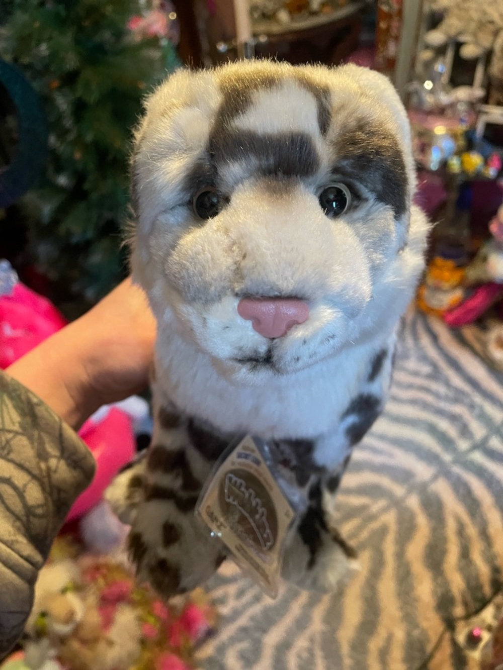 GANZ Snow Leopard Plush - White, Gray, Pink